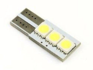 Żarówka samochodowa LED W5W T10 3 SMD 5050 CANBUS jednostronna