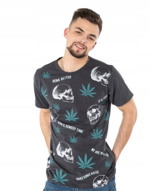 Koszulka Podkoszulek Czaszka Marihuana KM25-9 r L