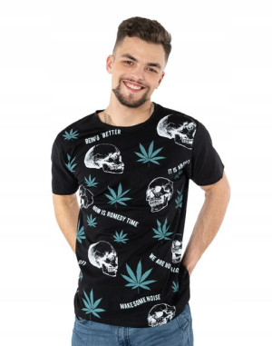Koszulka Podkoszulek Czaszka Marihuana KM25-02 r L