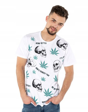 Koszulka Podkoszulek Czaszka Marihuana KM25-01 r L