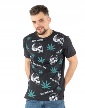 Koszulka Podkoszulek Czaszka Marihuana KM25-07 r L