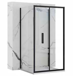 Kabina Prysznicowa Przyścienna Czarna Rapid Fold 100x80 cm