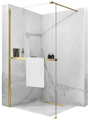Ścianka Walk-In REA Aero Gold + Wieszak Evo Gold 80 cm