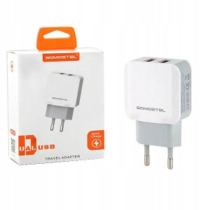 Ładowarka Sieciowa 2.1a Biała 2100mah 2xusb Dual