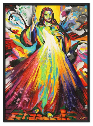 Obraz z Jezusem Chrystusem Miłosiernym 53x73cm obraz ręcznie malowany na pł