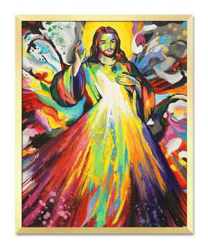Obraz z Jezusem Chrystusem Miłosiernym 43x53cm obraz ręcznie malowany na pł