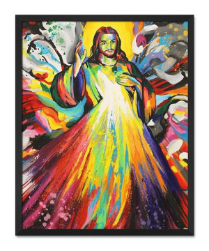 Obraz z Jezusem Chrystusem Miłosiernym 43x53cm obraz ręcznie malowany na pł