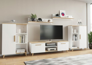 Zestaw Mebli Oslo 2 styl skandynawski dąb artisan białe
