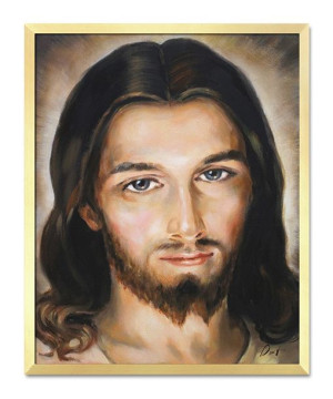 Obraz z Jezusem Chrystusem 43x53cm obraz ręcznie malowany na płótnie