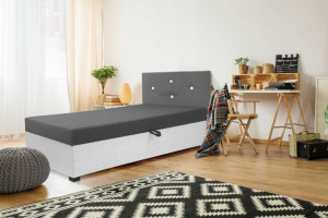 Tapczan, łóżko pojedyncze oparcie+materac Tosia 70 cm