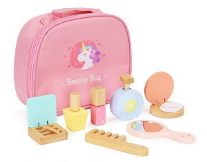 Zestaw drewnianych kosmetyków do makijażu + torba Ecotoys