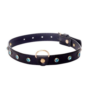Fetish Boss Series Collar - 2 cm turquoise crystal Obroża z diamencikami, C
