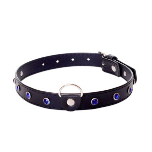 Fetish Boss Series Collar - 2 cm navy blue crystal Obroża z diamencikami, C