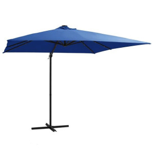Lumarko Parasol wiszący z LED i stalowym słupkiem, 250x250 cm, lazurowy
