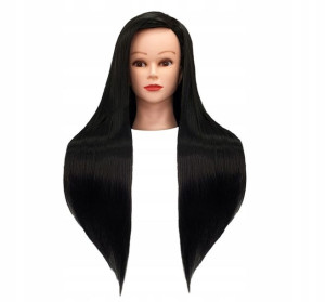 Główka Głowa  Fryzjerska Treningowa 90 CM black +statyw