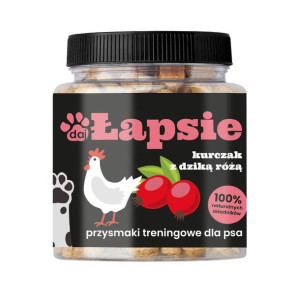Happy Snacky ŁAPSIE KURCZAK Z DZIKĄ RÓŻĄ 300g - naturalny przysmak, treserk