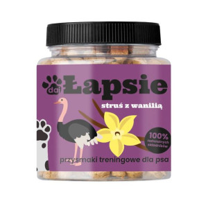 Happy Snacky ŁAPSIE STRUŚ Z WANILIĄ 300g - naturalny przysmak, treserki dla