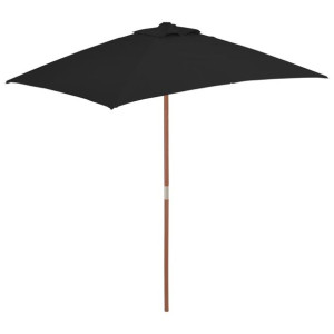 Parasol ogrodowy na drewnianym słupku, czarny, 150x200 cm
