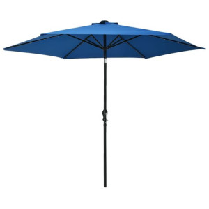 Parasol ogrodowy z LED i stalowym słupkiem, 300 cm, lazurowy