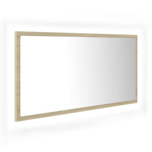 Lustro łazienkowe z LED, kolor dąb sonoma, 90x8,5x37 cm, płyta