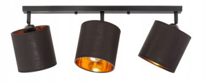 Lampa sufitowa listwa potrójna czarna abażur