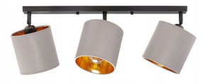 Lampa sufitowa listwa potrójna szara abażur