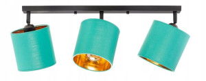 Lampa sufitowa listwa potrójna turkusowa abażur