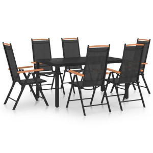 Lumarko 7-częściowy zestaw mebli ogrodowych, aluminium, czarny