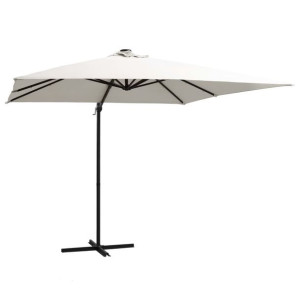 Lumarko Parasol wiszący z LED i stalowym słupkiem, 250x250 cm, piaskowy