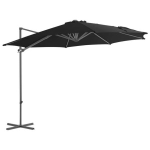Lumarko Parasol wiszący na stalowym słupku, 300 cm, czarny