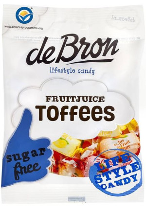 Cukierki toffee z sokiem owocowym, miękkie bez cukru 90 g - DeBron