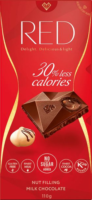 Czekolada mleczna z nadzieniem orzechowym Bez Cukru 110 g - RED Chocolette
