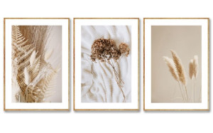 Zestaw 3 Szt A4 Plakat Plakaty Boho Trawa Hortensja Beż