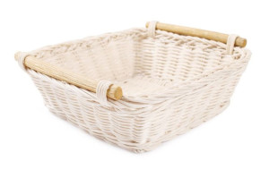 Kwadratowy Koszyk Rattanowy Z Uchwytami 20x20x7 Cm