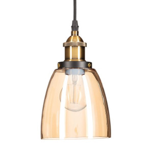 Lampa wisząca szklana kubełek bursztynowa amber
