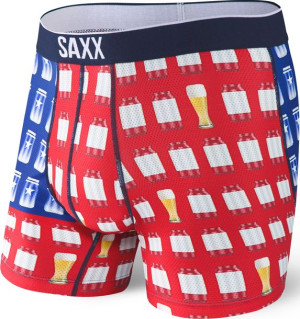 Bokserki męskie sportowe SAXX VOLT Boxer Pilsner - Czerwono-niebieskie M