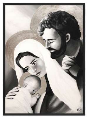 Obraz Świętej Rodziny na ślub 53x73 cm obraz PREMIUM ręcznie malowany na pł