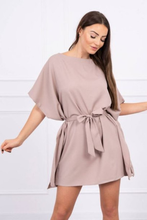 Modna Luźna Sukienka Wiosna Lato Oversize Beżowa