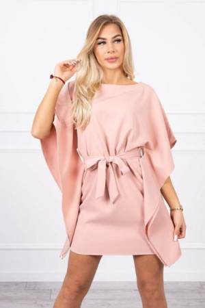 Modna Luźna Sukienka Wiosna Lato Oversize Ciemno Pudrowy Róż