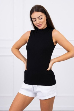 Bluzka Damska Bez Rękawów Lato T-shirt Czarna