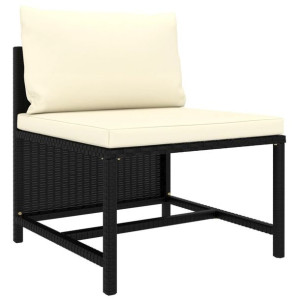 Lumarko Środkowa sofa modułowa z poduszką, polirattan, czarna