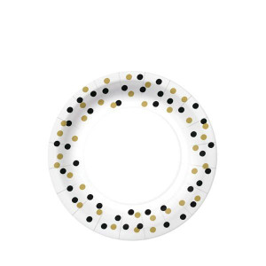 Talerzyki Papierowe Confetti Złote 18cm 10 Szt.