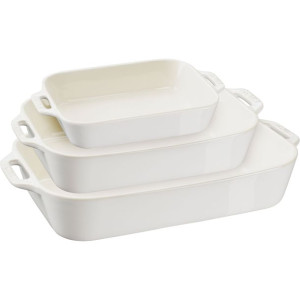 Staub Zestaw 3 półmisków prostokątnych, biały