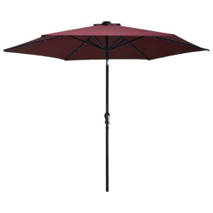Parasol ogrodowy z LED i stalowym słupkiem, 300 cm, bordowy