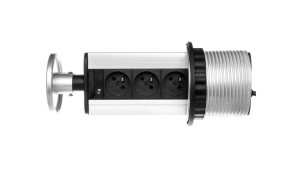 Gniazdo meblowe fi10cm, 3x250V AC 1,8m srebrne OR-AE-1351
