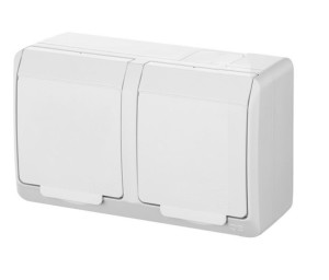 Hermes Gniazdo podwójne z/u 16A IP44 białe GNT 0322-02