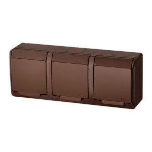 Gniazdo HERMES 3x2P+Z IP44 brązowy 0323-06