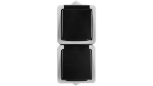 TEKNO Gniazdo podwójne pionowe 16A 250V czarne IP54 25360