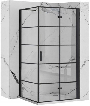 Kabina Prysznicowa Narożna Molier Black Ze Ścianką 90x80 cm