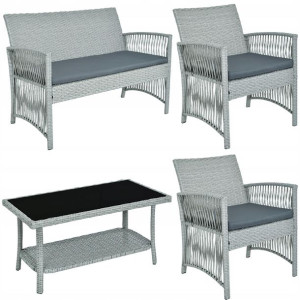 Meble Ogrodowe Zestaw Rattan Sofa Fotele Stolik